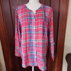 Talbots, soft plaid top, size L
